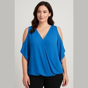 INC International Concepts Cold Shoulder Draped Blouse – Size XL